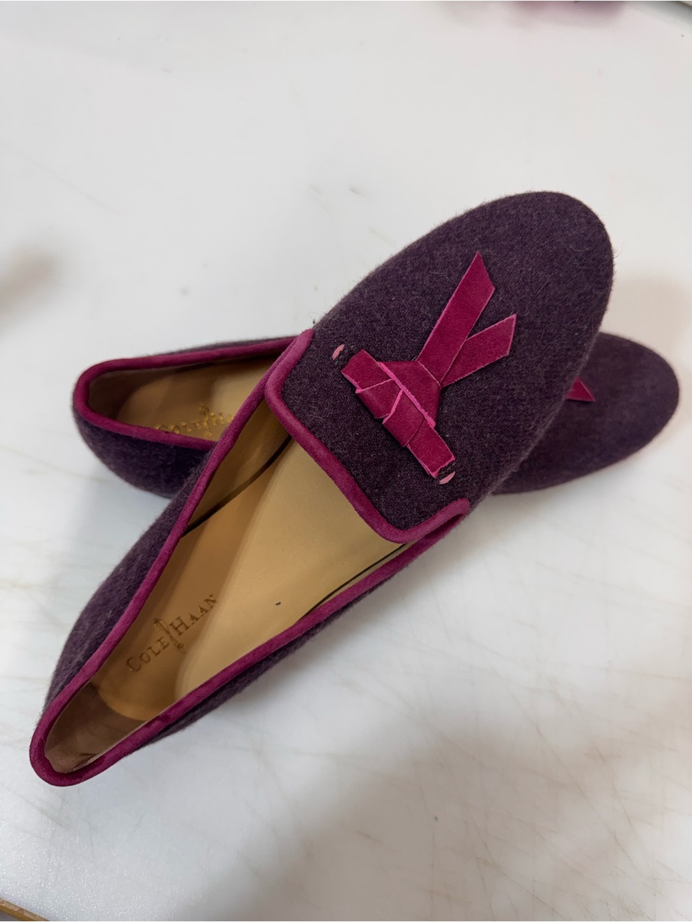 Cole Haan Sabrina Purple Wool Flat Loafers Fuchsia Suede Trim Women’s Sz 7.5B